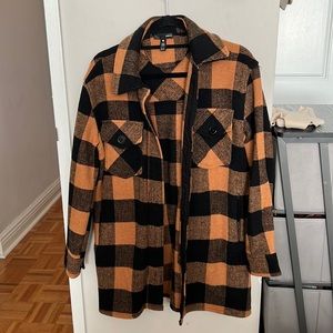 Aqua woven plaid jacket NWOT